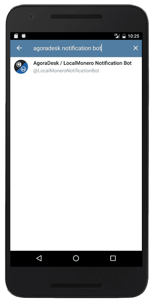 phone with telegram app search for localmonero notifiaction bot